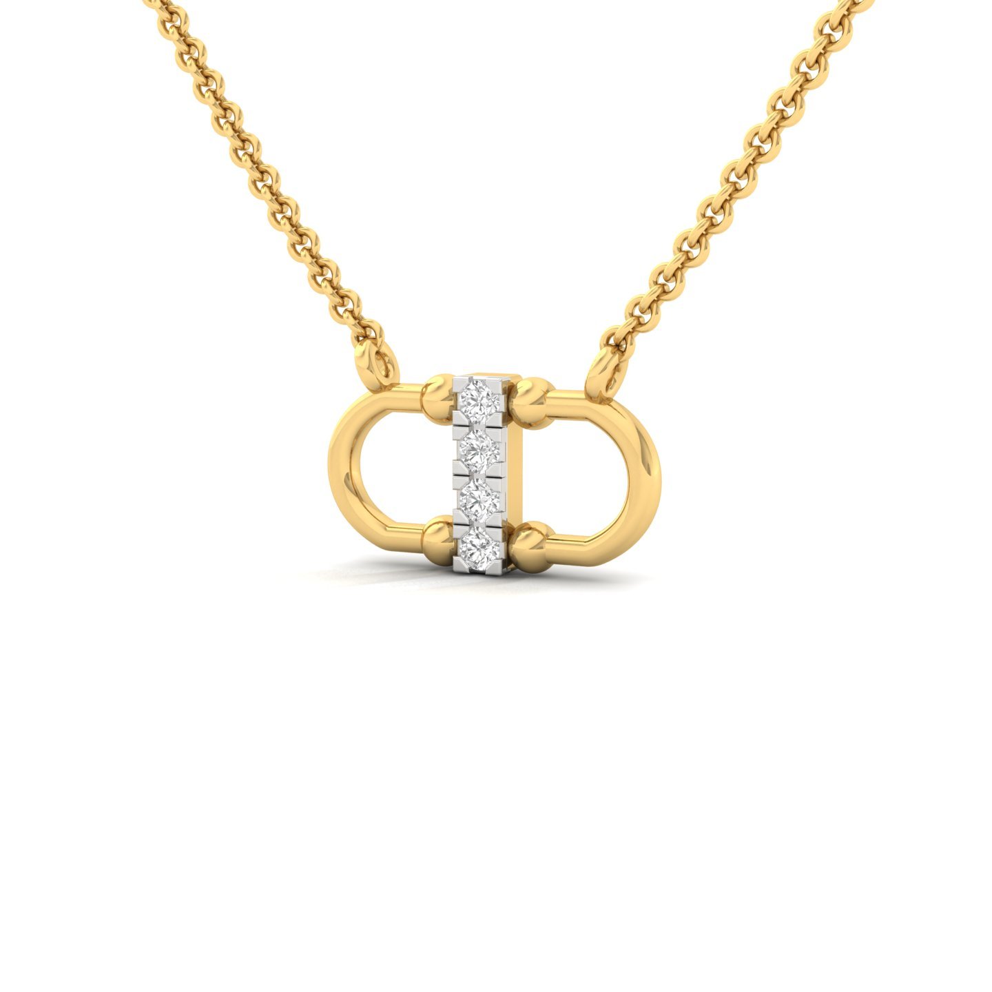 Round Cut Diamond Bar Pendant | Modern Lab Grown CVD Diamond Necklace (Without Chain) | 925 Silver | 10K | 14K | 18K - View 2