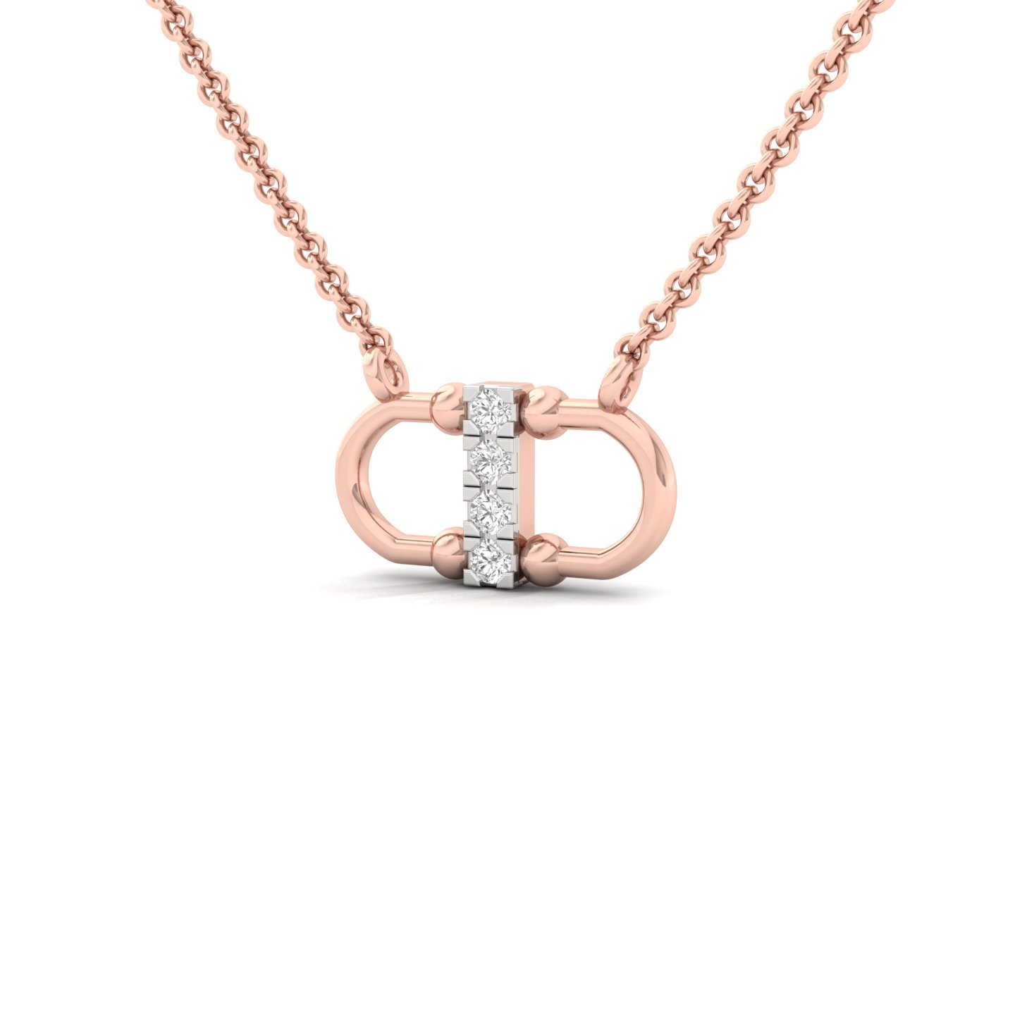 Round Cut Diamond Bar Pendant | Modern Lab Grown CVD Diamond Necklace (Without Chain) | 925 Silver | 10K | 14K | 18K - View 2