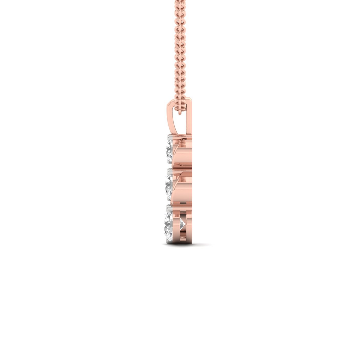 Round Cut Diamond Journey Pendant | 3 Stone Lab Grown CVD Diamond Necklace (Without Chain) | 925 Silver | 10K | 14K | 18K - Rose Gold Main View