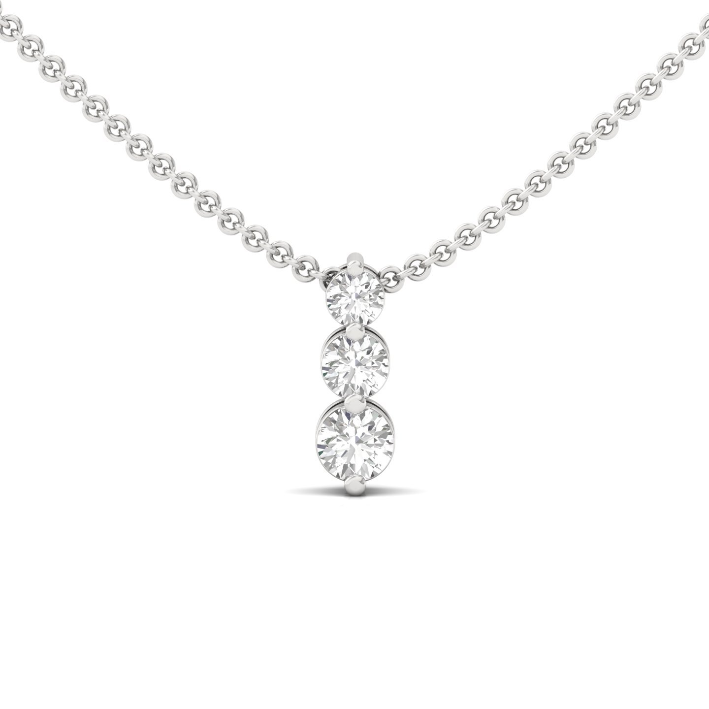 Round Cut Diamond Journey Pendant | 3 Stone Lab Grown CVD Diamond Pendant (Without Chain) | 925 Silver | 10K | 14K | 18K - Main View