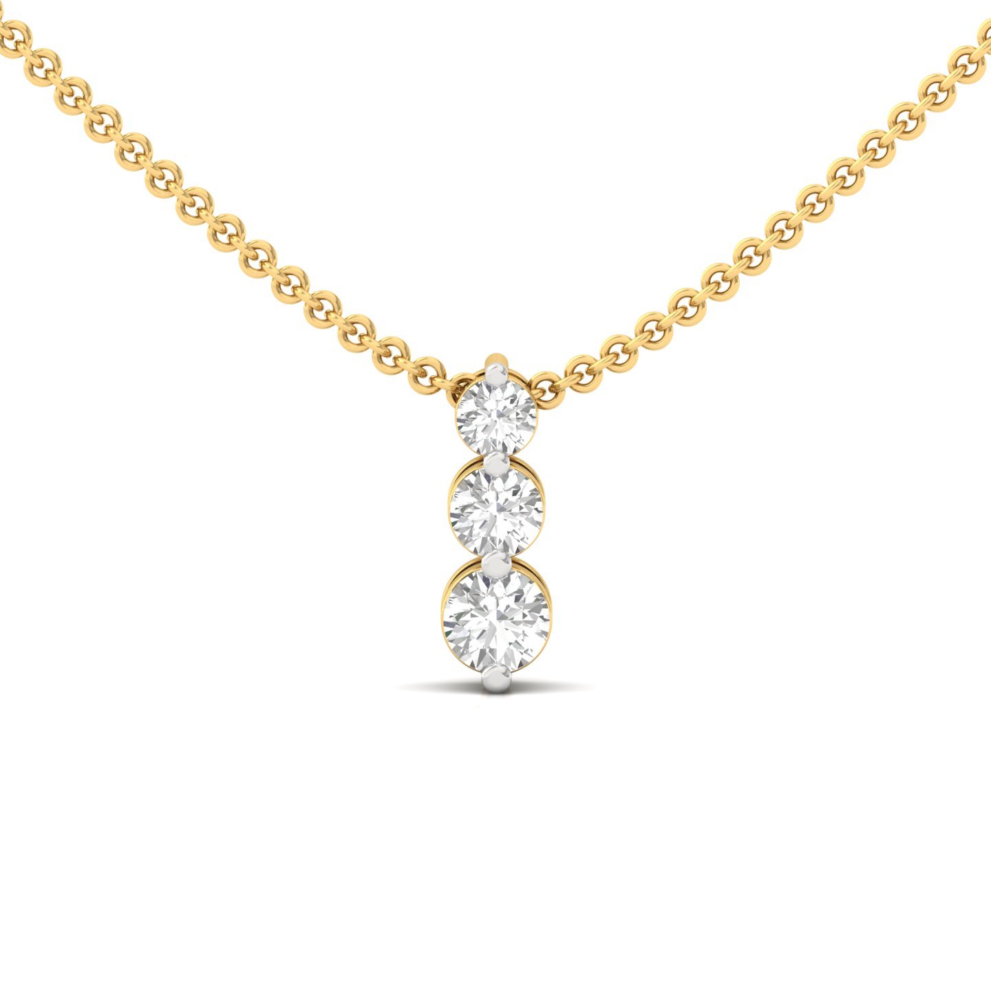 Round Cut Diamond Journey Pendant | 3 Stone Lab Grown CVD Diamond Pendant (Without Chain) | 925 Silver | 10K | 14K | 18K - Gold Main View
