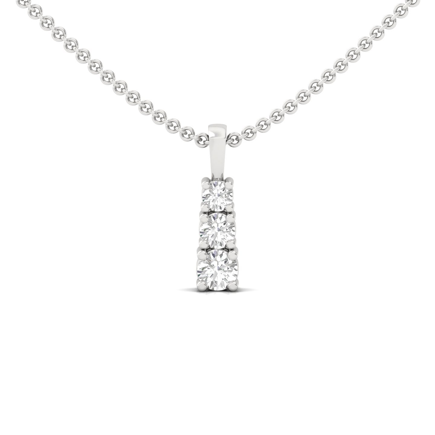 Round Cut Diamond Journey Pendant | 3 Stone Lab Grown CVD Diamond (Without Chain) | 925 Silver | 10K | 14K | 18K - Main View