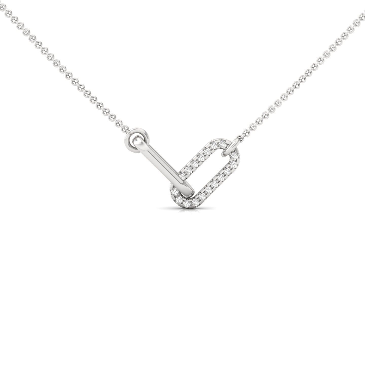 Round Cut Diamond Chain Link Pendant | Everyday Lab Grown CVD Diamond Necklace (Without Chain) | 925 Silver | 10K | 14K | 18K - Main View