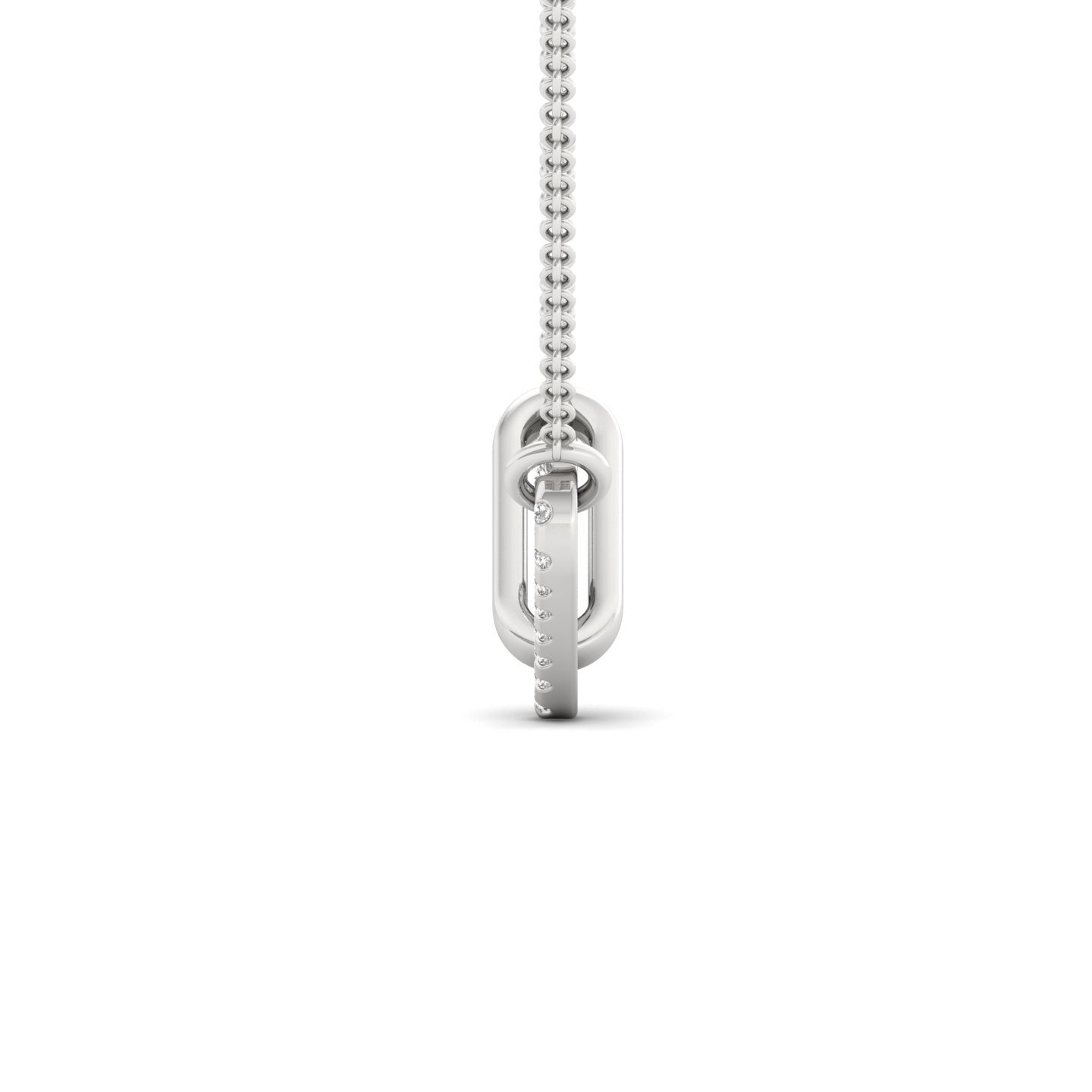 Round Cut Diamond Chain Link Pendant | Everyday Lab Grown CVD Diamond Necklace (Without Chain) | 925 Silver | 10K | 14K | 18K - View 3