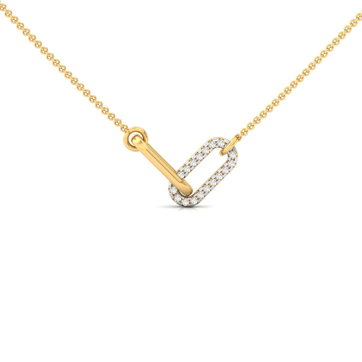 Round Cut Diamond Chain Link Pendant | Everyday Lab Grown CVD Diamond Necklace (Without Chain) | 925 Silver | 10K | 14K | 18K - Gold Main View