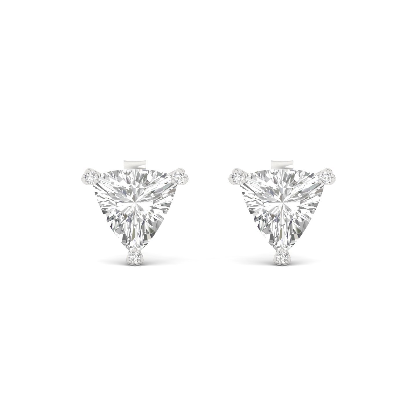 Trillion Cut Diamond Stud Earrings (1 Pair) | Lab Grown CVD Diamond Solitaire Earrings | 925 Silver | 10K | 14K | 18K - View 2