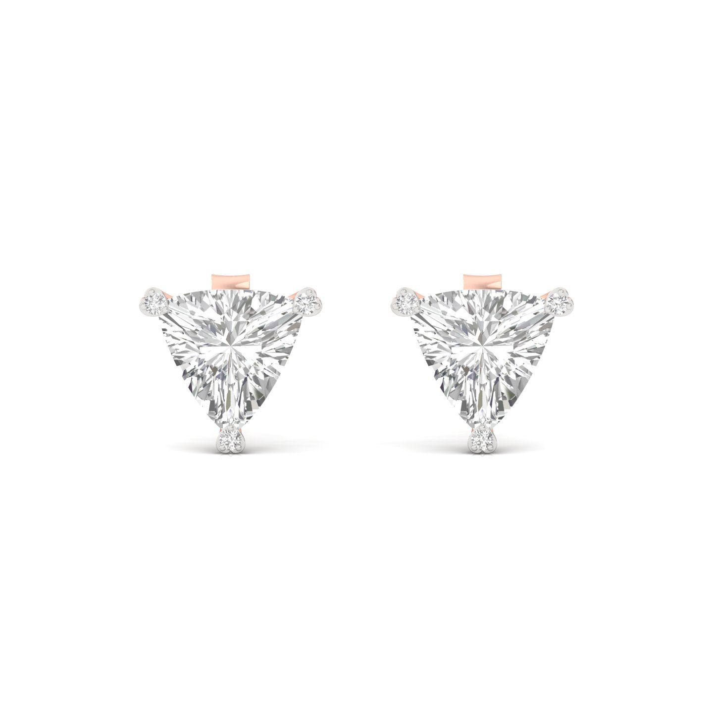 Trillion Cut Diamond Stud Earrings (1 Pair) | Lab Grown CVD Diamond Solitaire Earrings | 925 Silver | 10K | 14K | 18K - View 2
