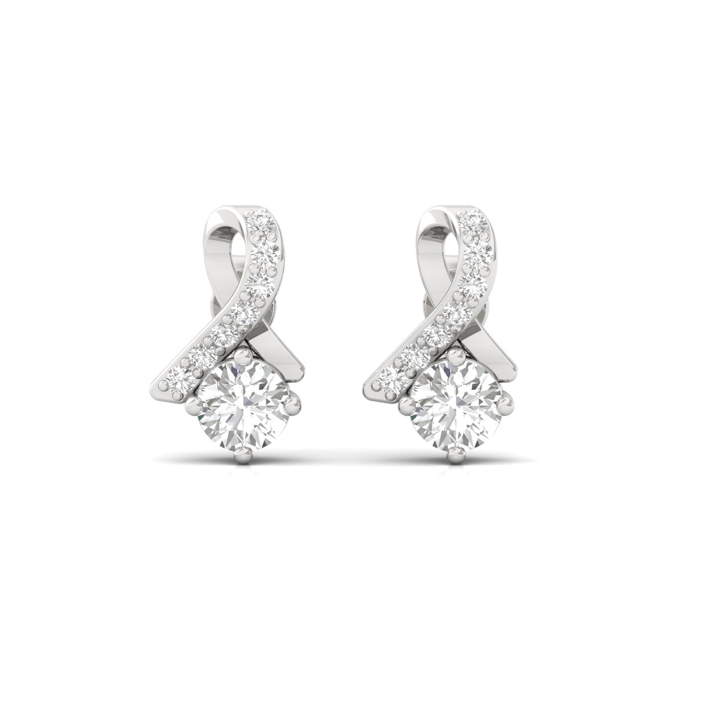 Round Cut Diamond Infinity Stud Earrings (1 Pair) | Lab Grown CVD Diamond Elegant Studs | 925 Silver | 10K | 14K | 18K - View 2