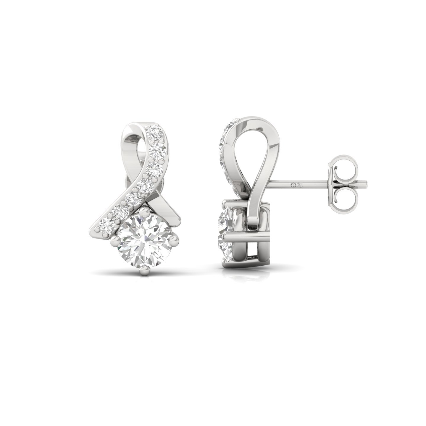 Round Cut Diamond Infinity Stud Earrings (1 Pair) | Lab Grown CVD Diamond Elegant Studs | 925 Silver | 10K | 14K | 18K - Main View