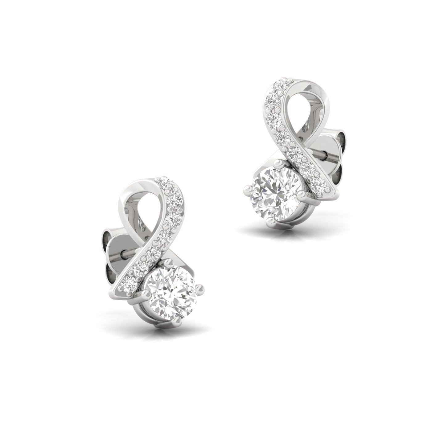 Round Cut Diamond Infinity Stud Earrings (1 Pair) | Lab Grown CVD Diamond Elegant Studs | 925 Silver | 10K | 14K | 18K - View 3