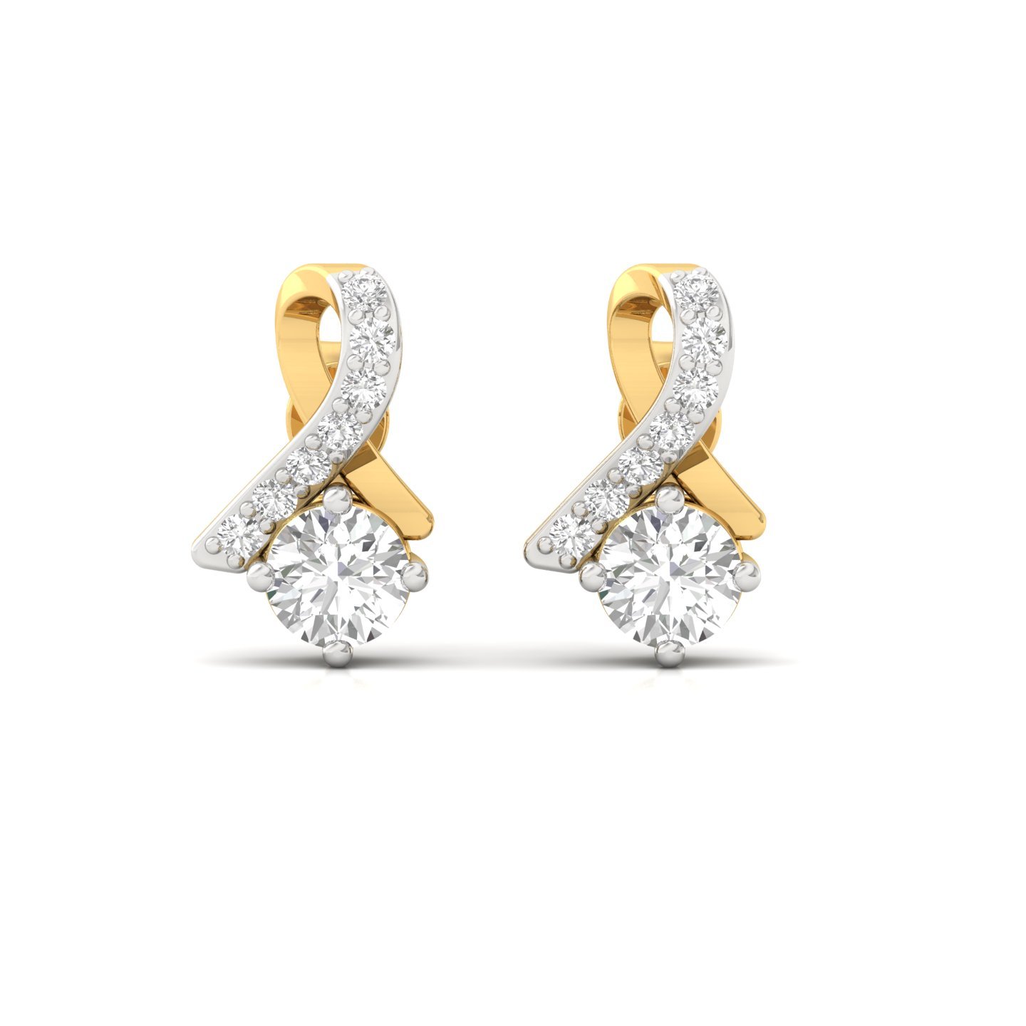 Round Cut Diamond Infinity Stud Earrings (1 Pair) | Lab Grown CVD Diamond Elegant Studs | 925 Silver | 10K | 14K | 18K - View 2