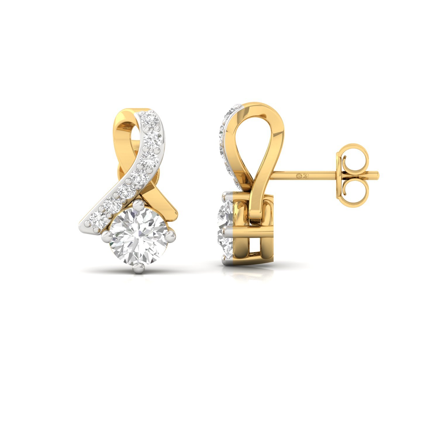 Round Cut Diamond Infinity Stud Earrings (1 Pair) | Lab Grown CVD Diamond Elegant Studs | 925 Silver | 10K | 14K | 18K - Gold Main View