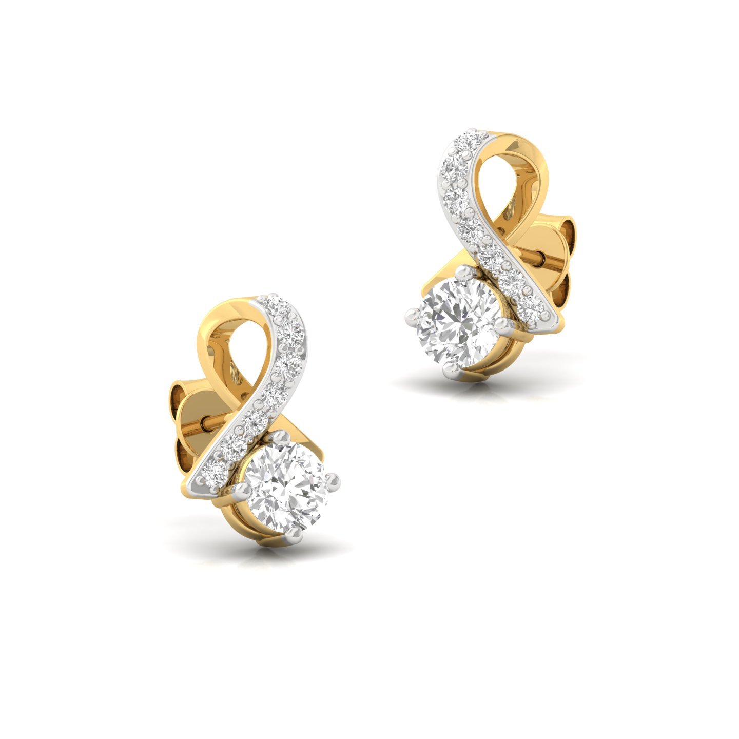 Round Cut Diamond Infinity Stud Earrings (1 Pair) | Lab Grown CVD Diamond Elegant Studs | 925 Silver | 10K | 14K | 18K - View 3