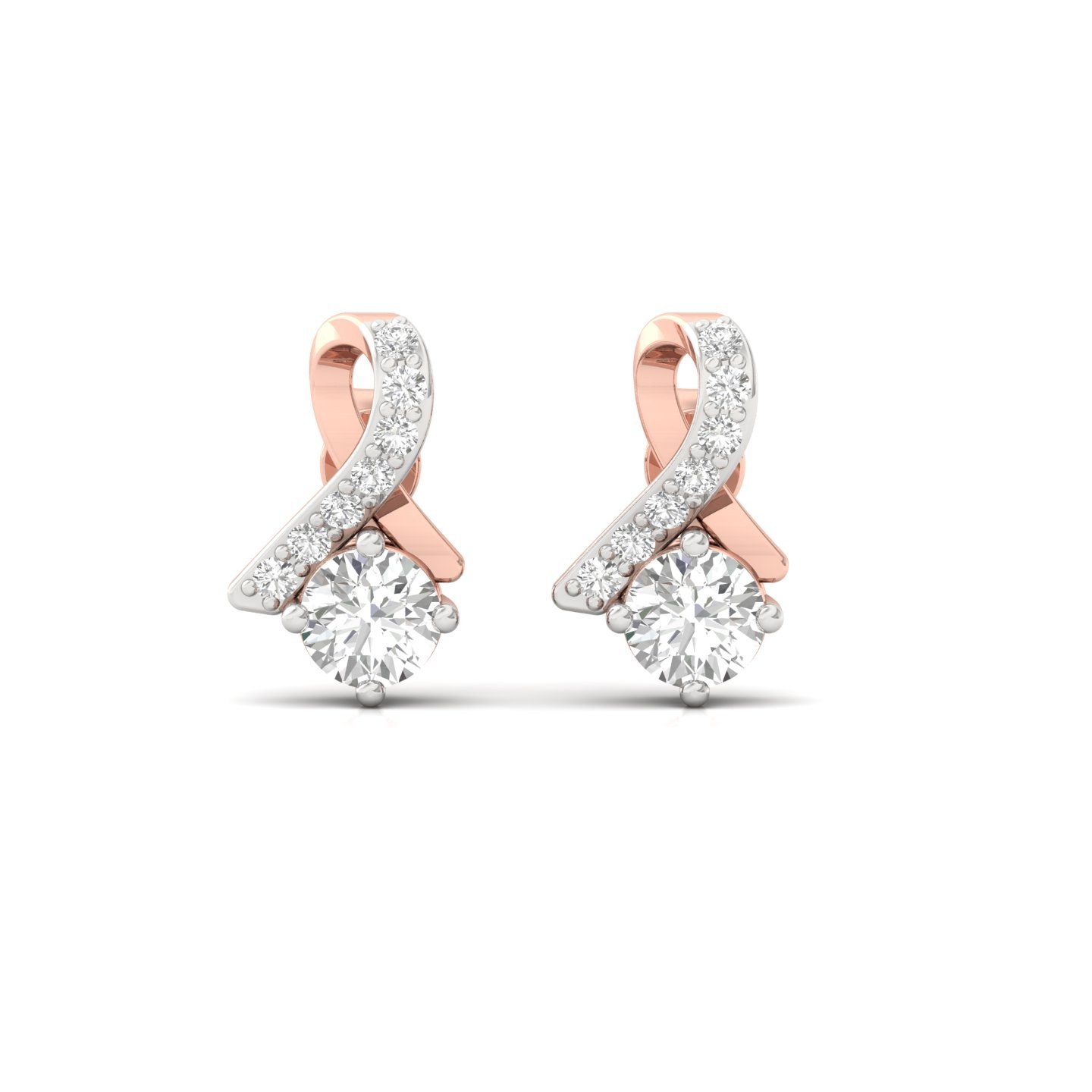 Round Cut Diamond Infinity Stud Earrings (1 Pair) | Lab Grown CVD Diamond Elegant Studs | 925 Silver | 10K | 14K | 18K - View 2