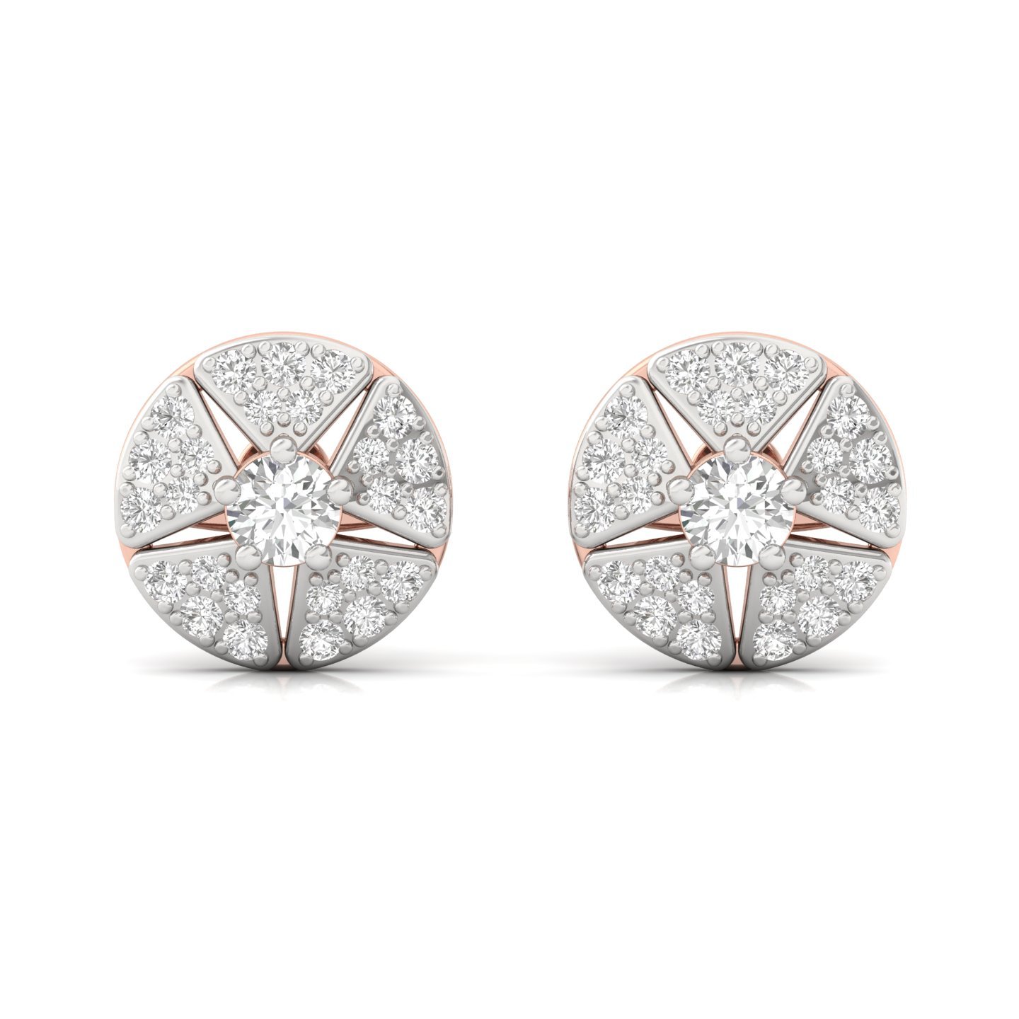 Round Cut Diamond Starburst Stud Earrings (1 Pair) | Lab Grown CVD Diamond Statement Studs | 925 Silver | 10K | 14K | 18K - View 2
