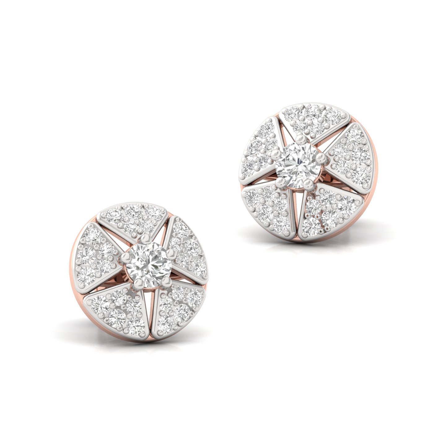 Round Cut Diamond Starburst Stud Earrings (1 Pair) | Lab Grown CVD Diamond Statement Studs | 925 Silver | 10K | 14K | 18K - View 3