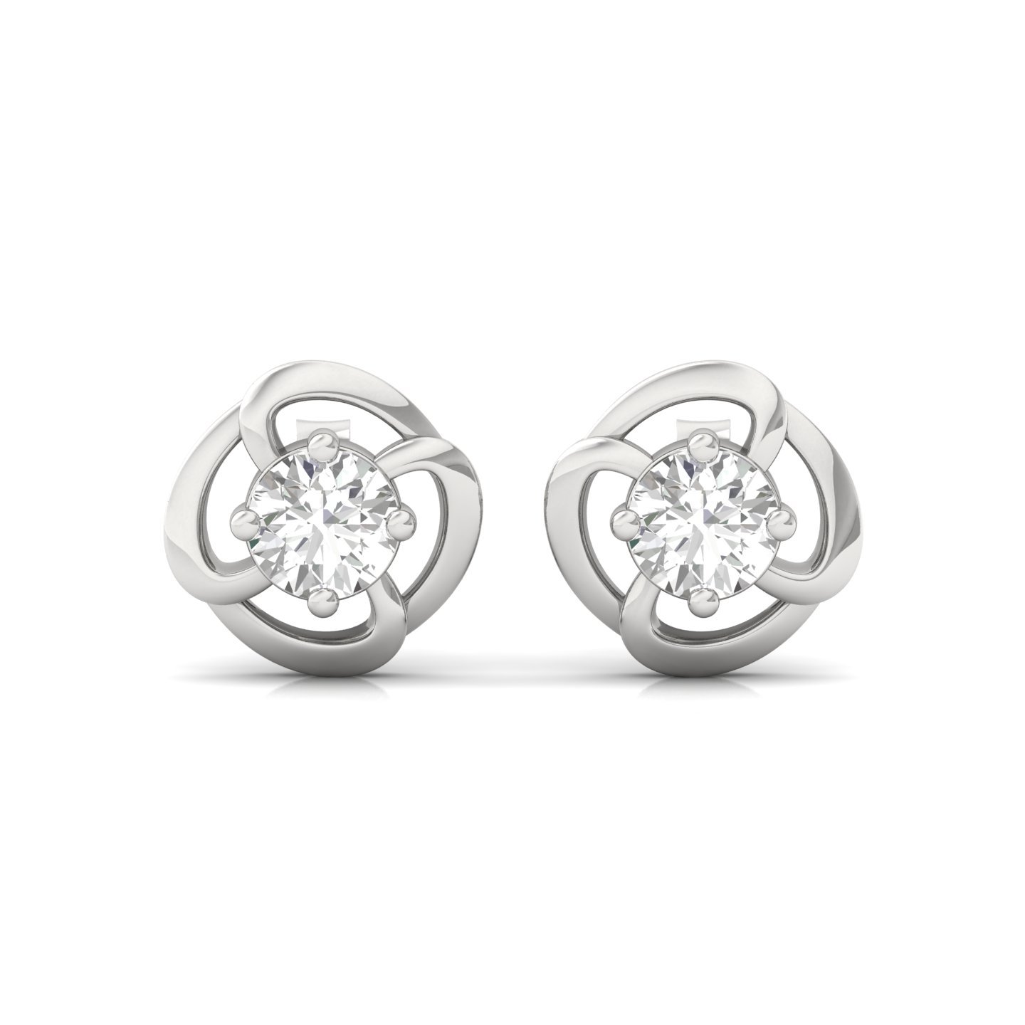 Round Cut Diamond Stud Earrings (1 Pair) | Infinity Swirl Lab Grown CVD Diamond Solitaire Earrings | 925 Silver | 10K | 14K | 18K - View 2