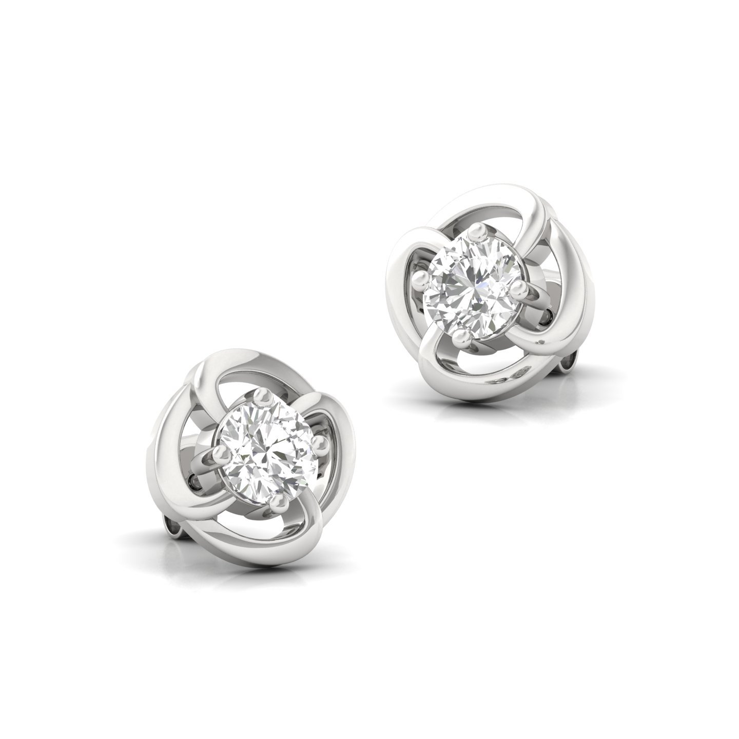 Round Cut Diamond Stud Earrings (1 Pair) | Infinity Swirl Lab Grown CVD Diamond Solitaire Earrings | 925 Silver | 10K | 14K | 18K - View 3