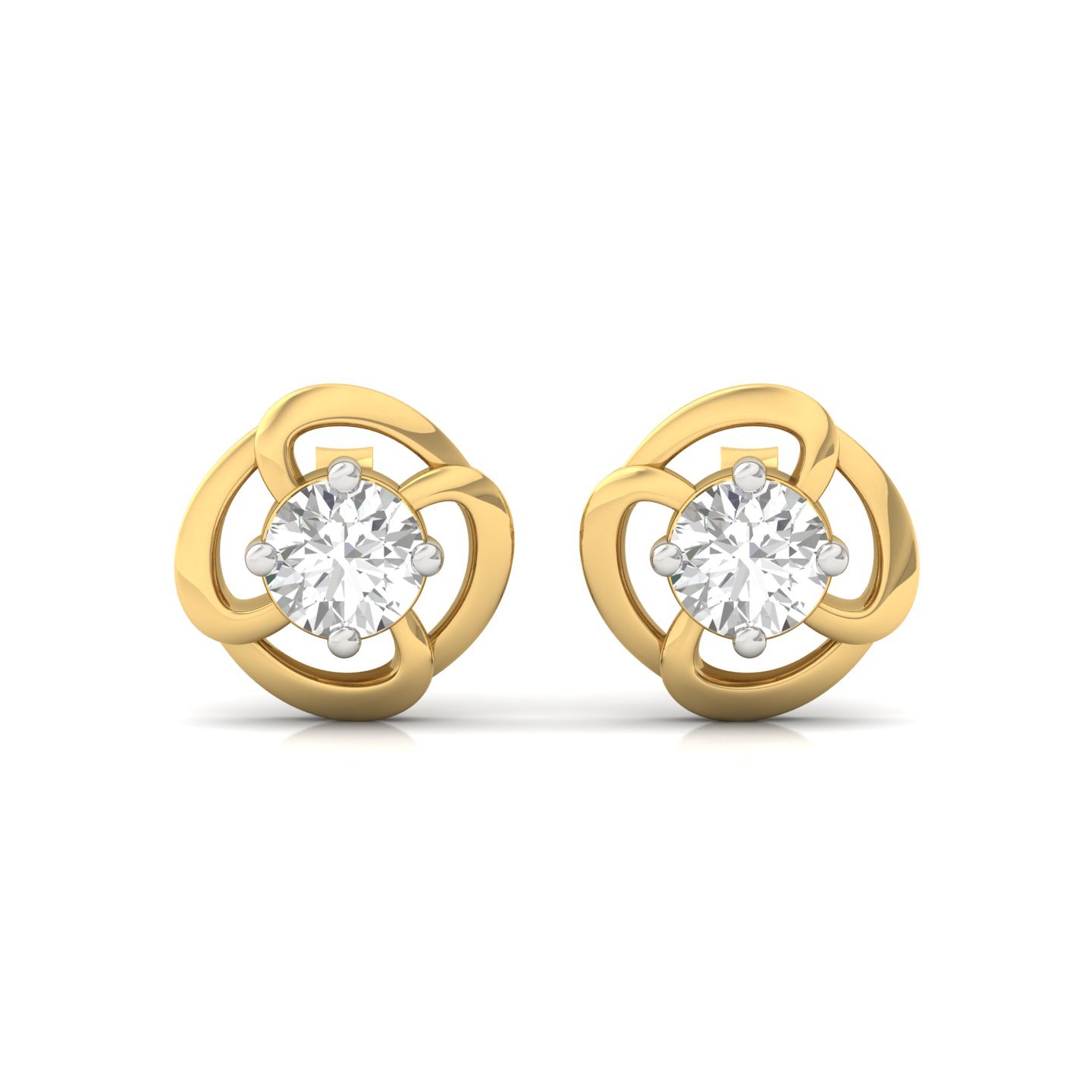 Round Cut Diamond Stud Earrings (1 Pair) | Infinity Swirl Lab Grown CVD Diamond Solitaire Earrings | 925 Silver | 10K | 14K | 18K - View 2