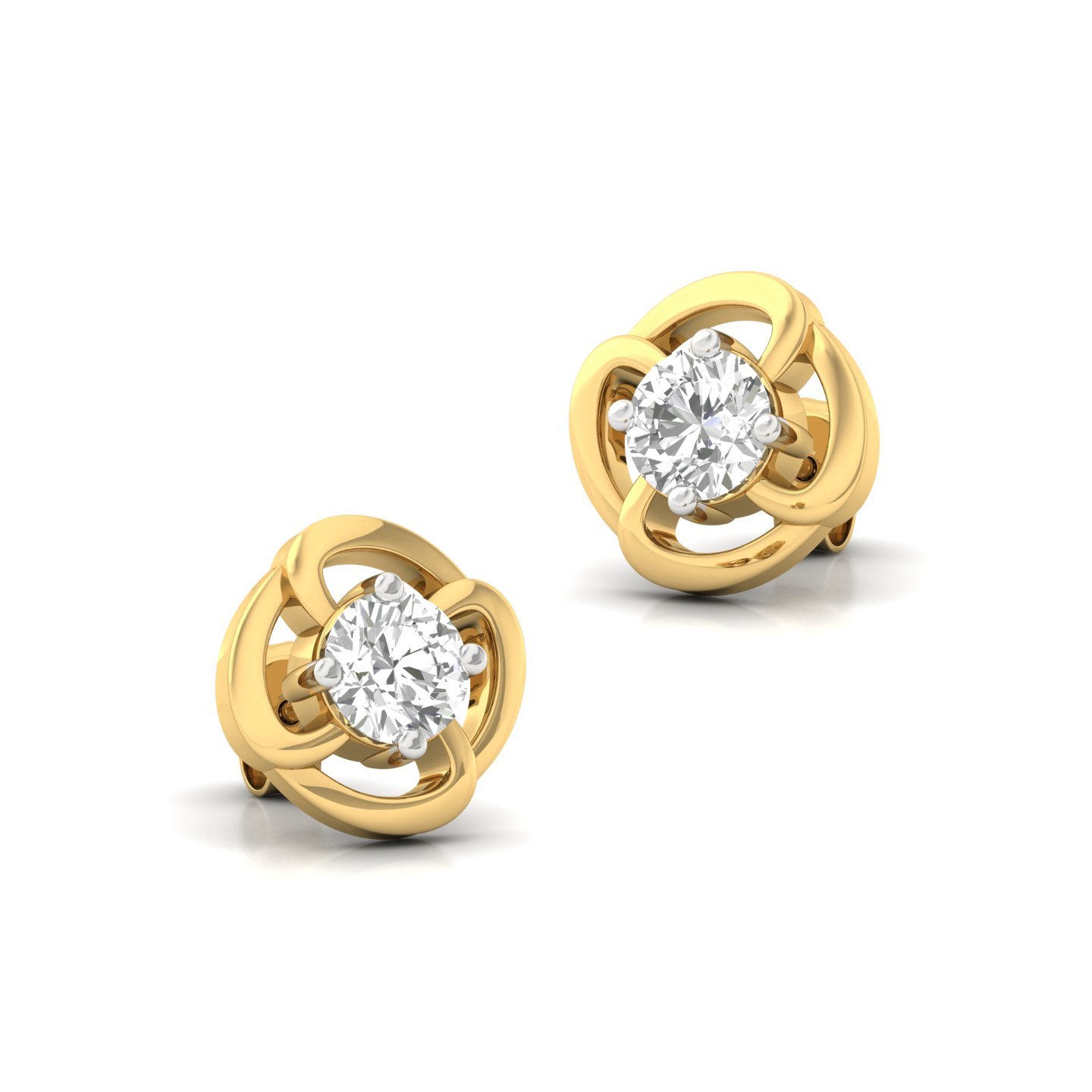 Round Cut Diamond Stud Earrings (1 Pair) | Infinity Swirl Lab Grown CVD Diamond Solitaire Earrings | 925 Silver | 10K | 14K | 18K - View 3