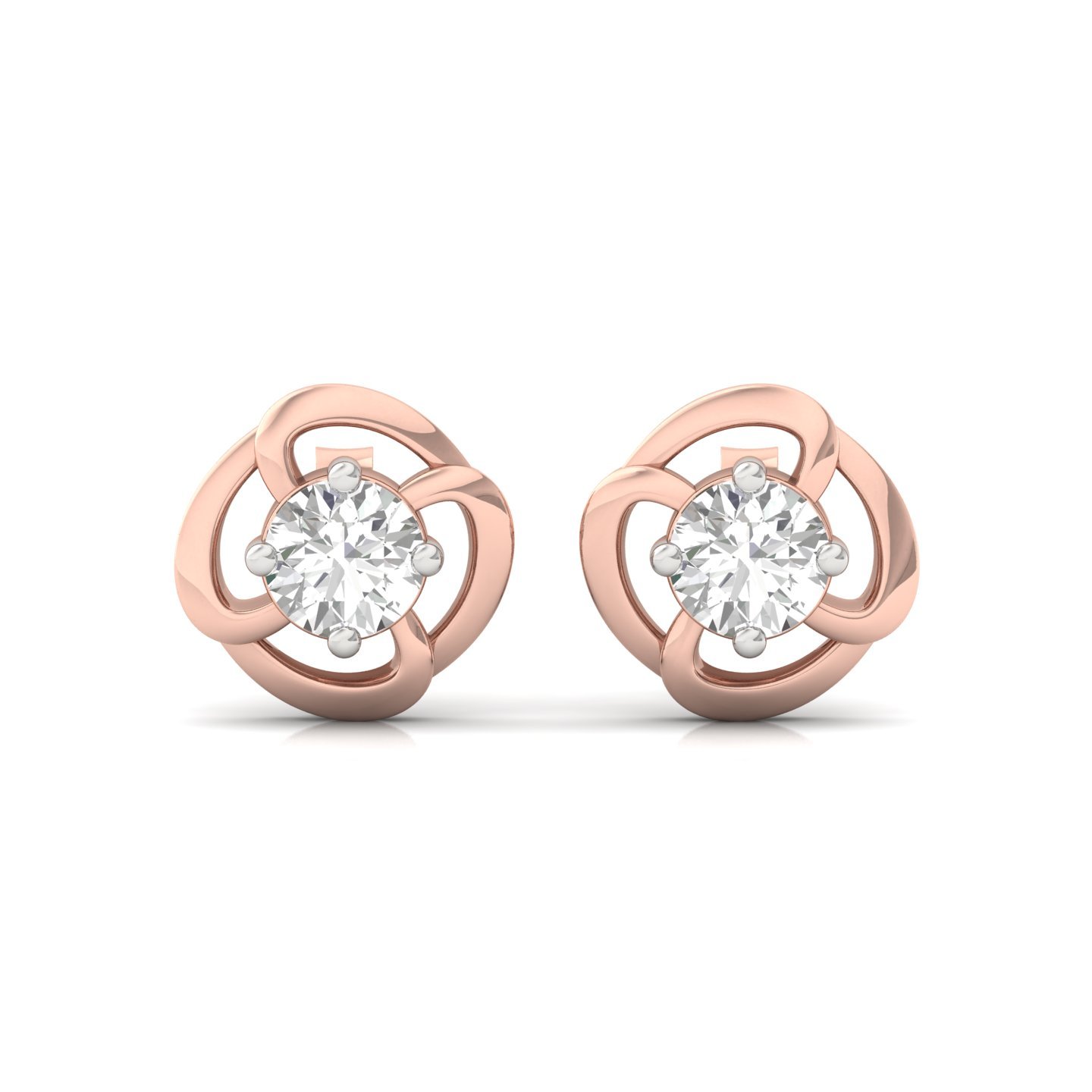 Round Cut Diamond Stud Earrings (1 Pair) | Infinity Swirl Lab Grown CVD Diamond Solitaire Earrings | 925 Silver | 10K | 14K | 18K - View 2