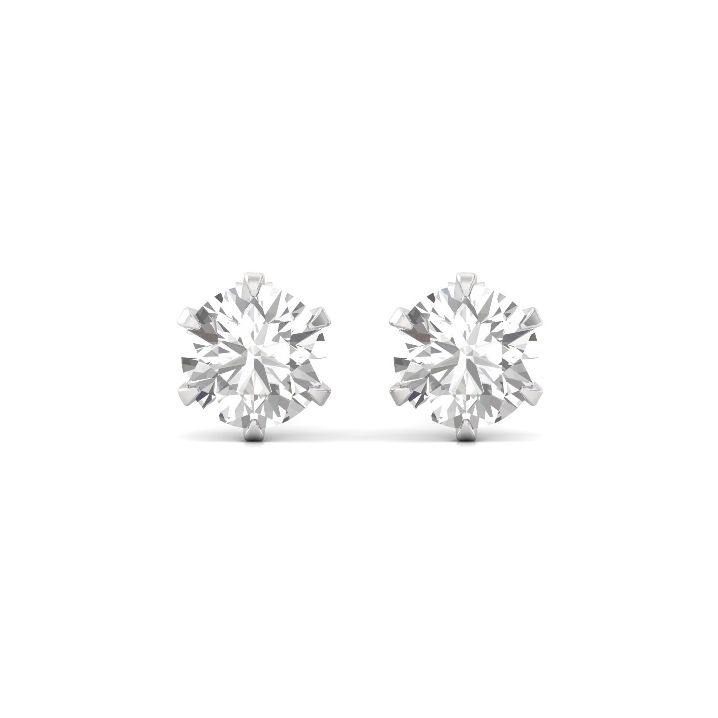Round Brilliant Cut Diamond Stud Earrings (1 Pair) | Classic Lab Grown CVD Diamond Solitaire Earrings | 925 Silver | 10K | 14K | 18K - View 2
