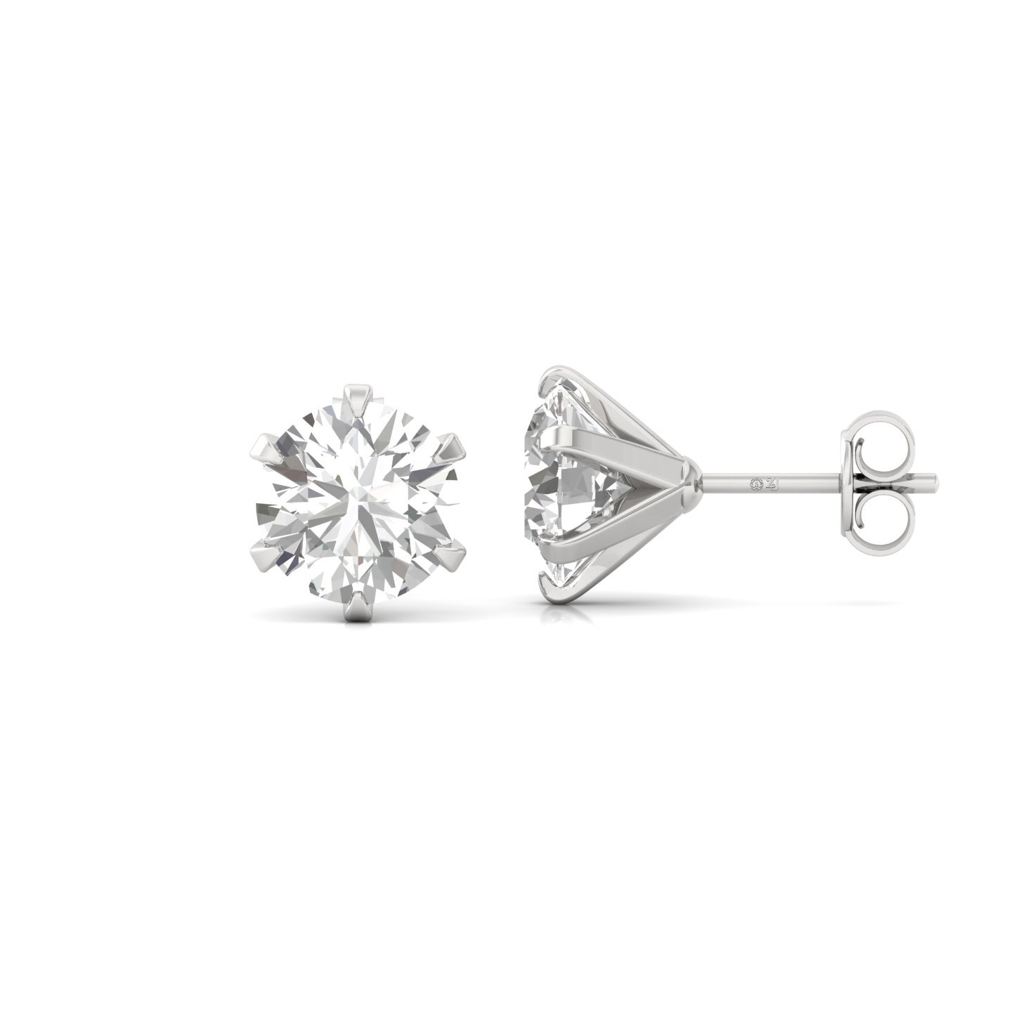 Round Brilliant Cut Diamond Stud Earrings (1 Pair) | Classic Lab Grown CVD Diamond Solitaire Earrings | 925 Silver | 10K | 14K | 18K - Main View