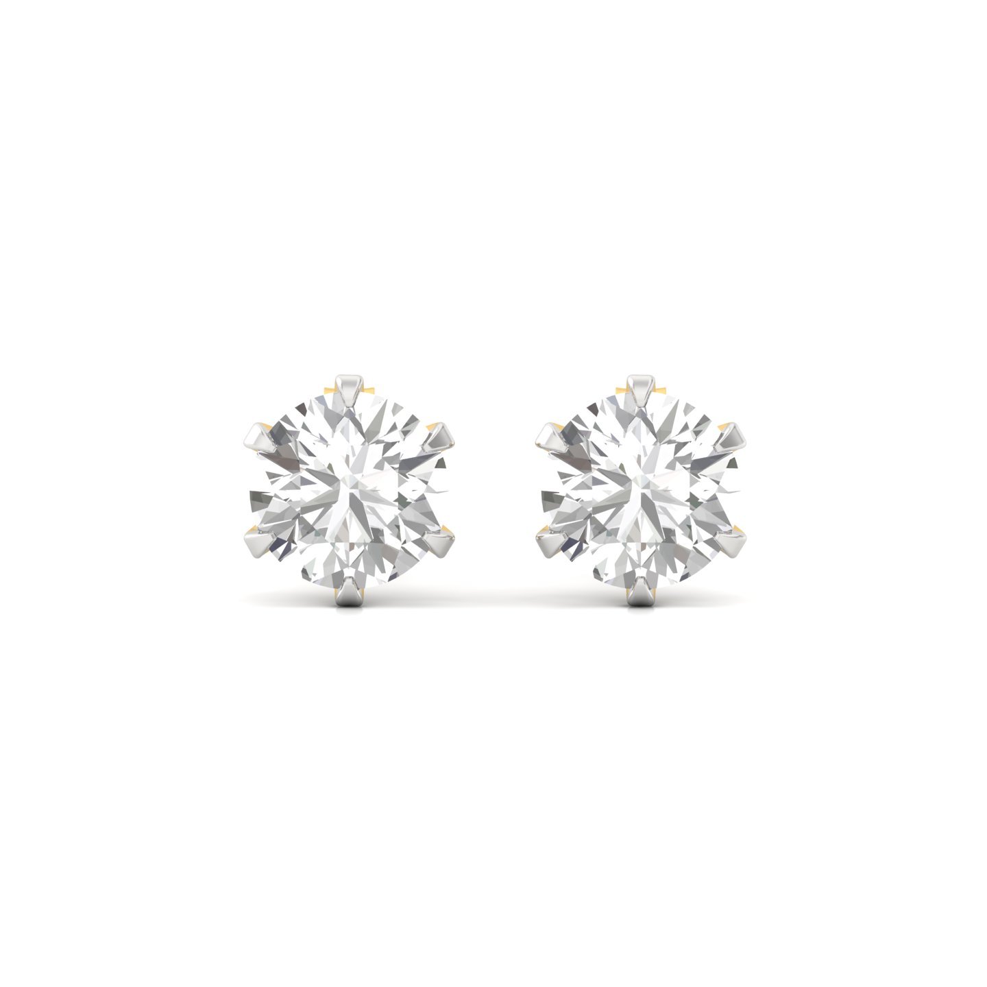 Round Brilliant Cut Diamond Stud Earrings (1 Pair) | Classic Lab Grown CVD Diamond Solitaire Earrings | 925 Silver | 10K | 14K | 18K - View 2