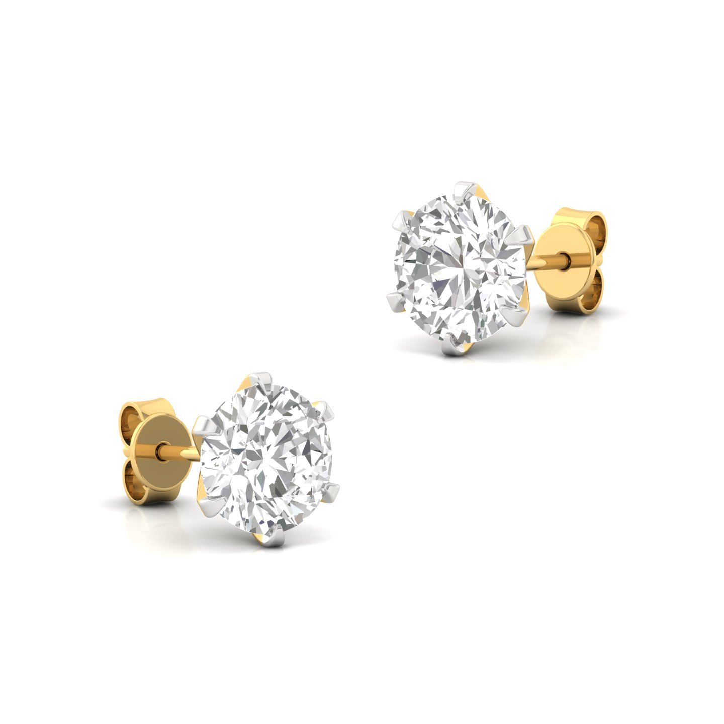 Round Brilliant Cut Diamond Stud Earrings (1 Pair) | Classic Lab Grown CVD Diamond Solitaire Earrings | 925 Silver | 10K | 14K | 18K - View 3