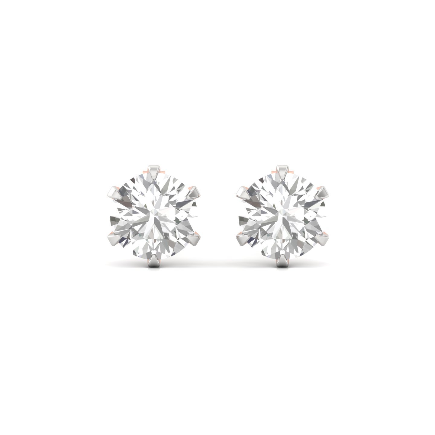 Round Brilliant Cut Diamond Stud Earrings (1 Pair) | Classic Lab Grown CVD Diamond Solitaire Earrings | 925 Silver | 10K | 14K | 18K - View 2