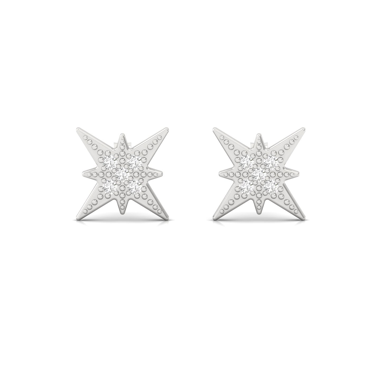 Starburst Diamond Stud Earrings (1 Pair) | Celestial Lab Grown CVD Diamond Star Earrings | 925 Silver | 10K | 14K | 18K - View 2