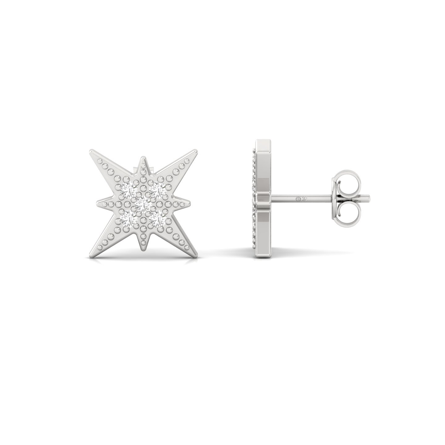Starburst Diamond Stud Earrings (1 Pair) | Celestial Lab Grown CVD Diamond Star Earrings | 925 Silver | 10K | 14K | 18K - Main View