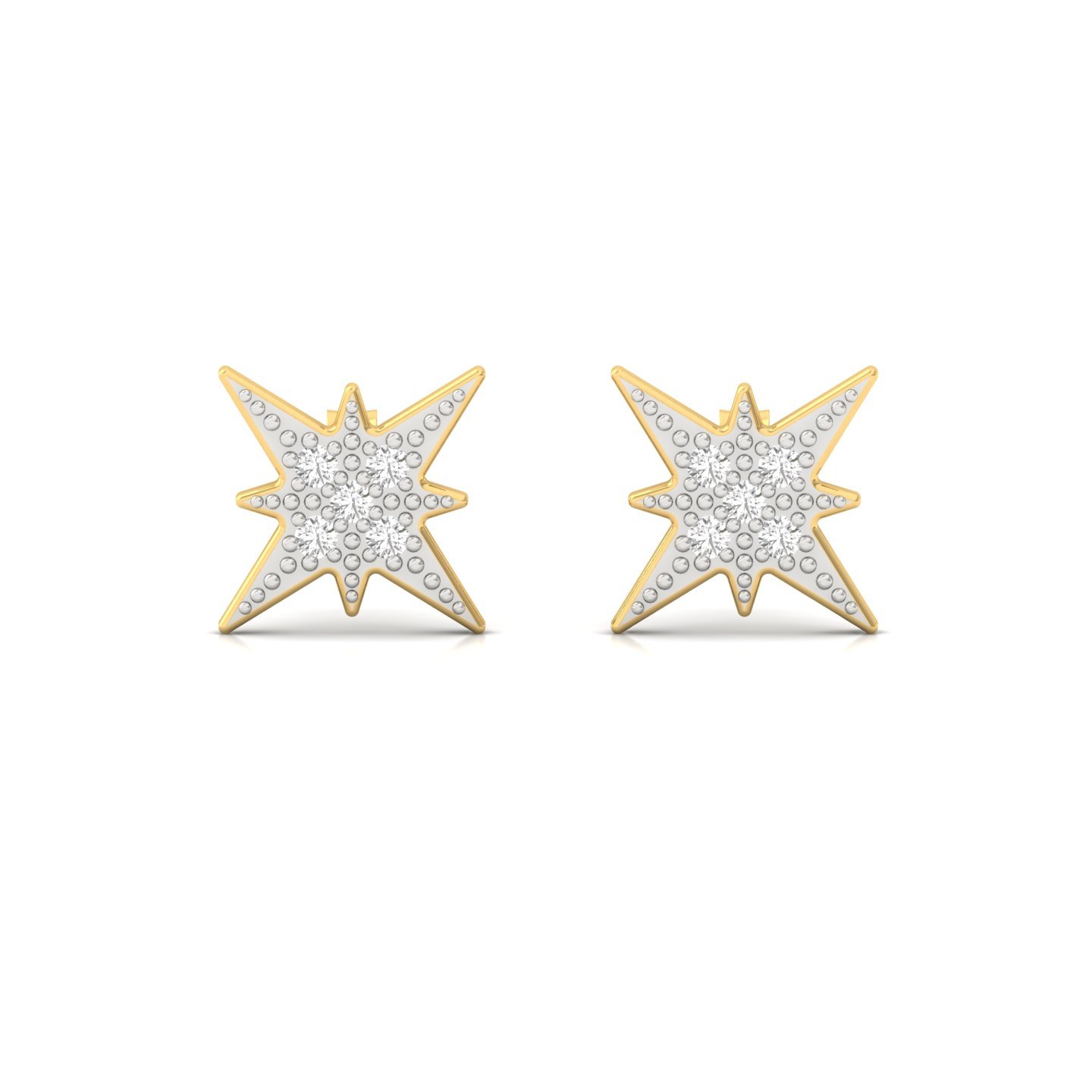 Starburst Diamond Stud Earrings (1 Pair) | Celestial Lab Grown CVD Diamond Star Earrings | 925 Silver | 10K | 14K | 18K - View 2