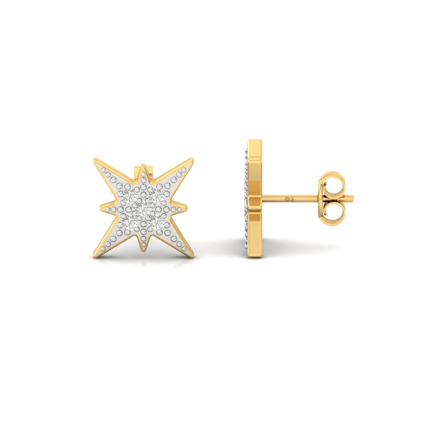 Starburst Diamond Stud Earrings (1 Pair) | Celestial Lab Grown CVD Diamond Star Earrings | 925 Silver | 10K | 14K | 18K - Gold Main View