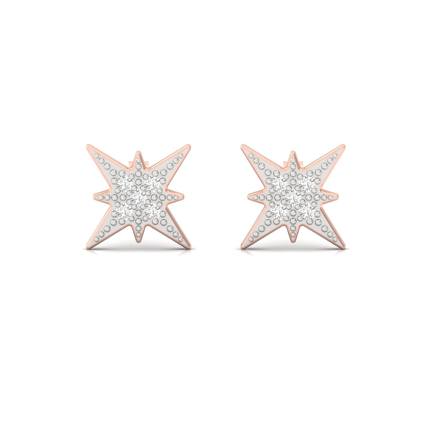 Starburst Diamond Stud Earrings (1 Pair) | Celestial Lab Grown CVD Diamond Star Earrings | 925 Silver | 10K | 14K | 18K - View 2