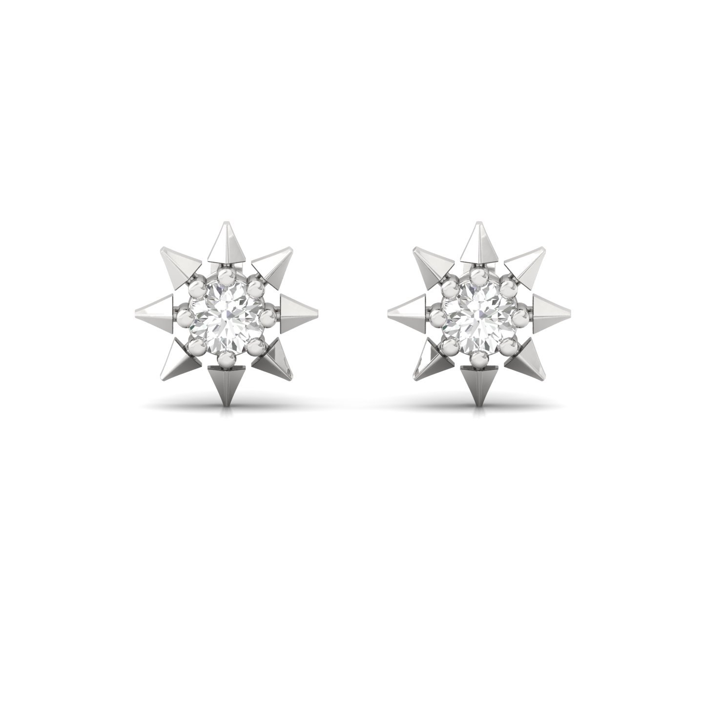 Starburst Diamond Stud Earrings (1 Pair) | Modern Lab Grown CVD Diamond Star Earrings | 925 Silver | 10K | 14K | 18K - View 2