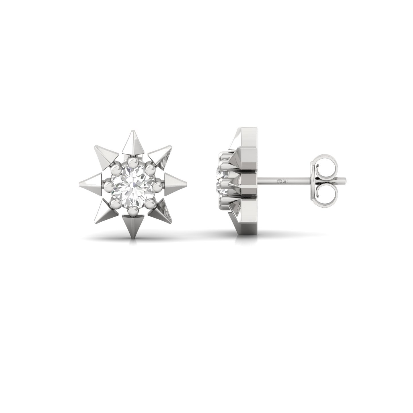 Starburst Diamond Stud Earrings (1 Pair) | Modern Lab Grown CVD Diamond Star Earrings | 925 Silver | 10K | 14K | 18K - Main View