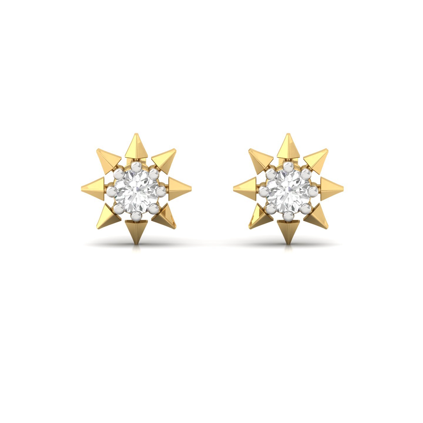 Starburst Diamond Stud Earrings (1 Pair) | Modern Lab Grown CVD Diamond Star Earrings | 925 Silver | 10K | 14K | 18K - View 2