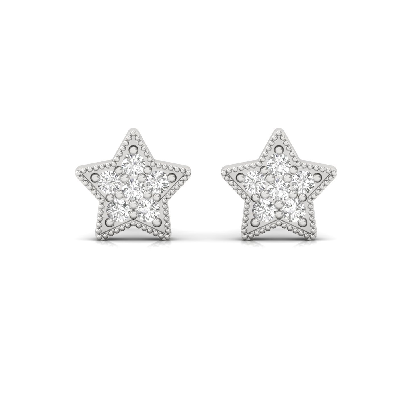 Star Shaped Diamond Stud Earrings (1 Pair) | Celestial Lab Grown CVD Diamond Earrings | 925 Silver | 10K | 14K | 18K - View 2