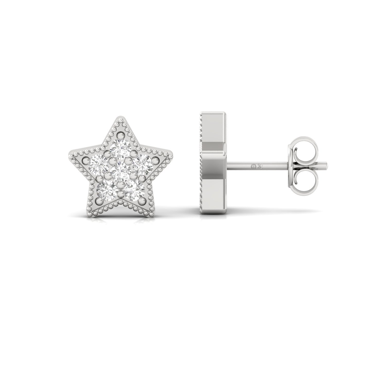 Star Shaped Diamond Stud Earrings (1 Pair) | Celestial Lab Grown CVD Diamond Earrings | 925 Silver | 10K | 14K | 18K - Main View