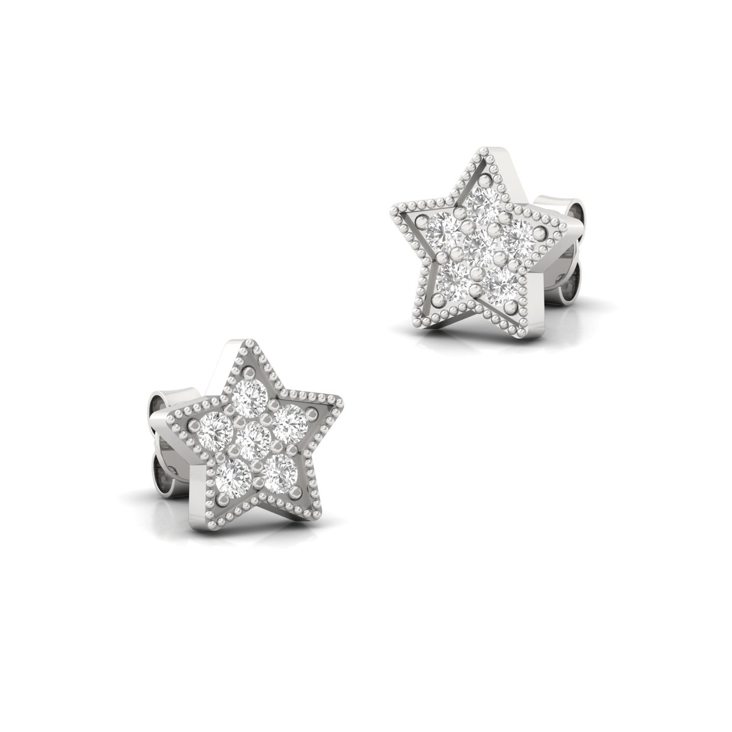 Star Shaped Diamond Stud Earrings (1 Pair) | Celestial Lab Grown CVD Diamond Earrings | 925 Silver | 10K | 14K | 18K - View 3