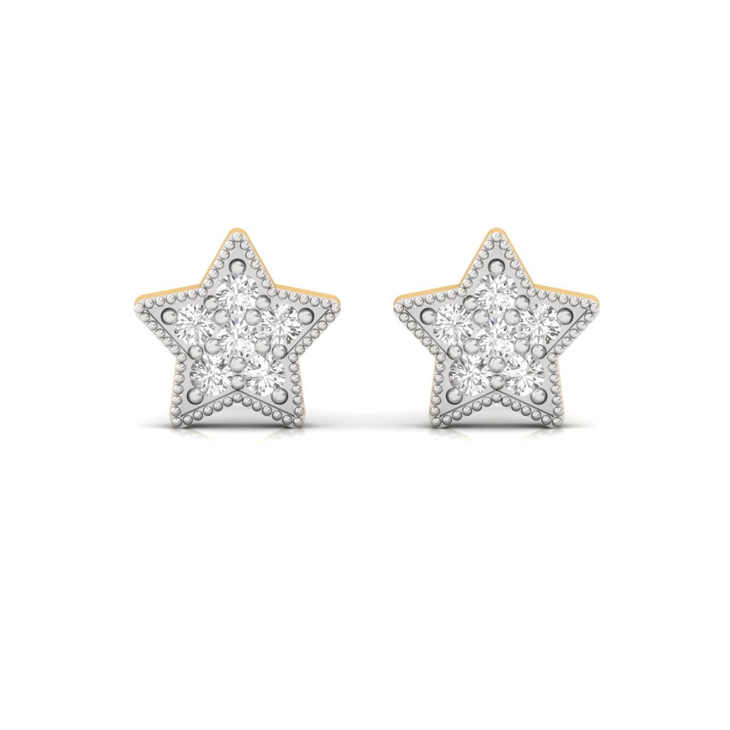 Star Shaped Diamond Stud Earrings (1 Pair) | Celestial Lab Grown CVD Diamond Earrings | 925 Silver | 10K | 14K | 18K - View 2