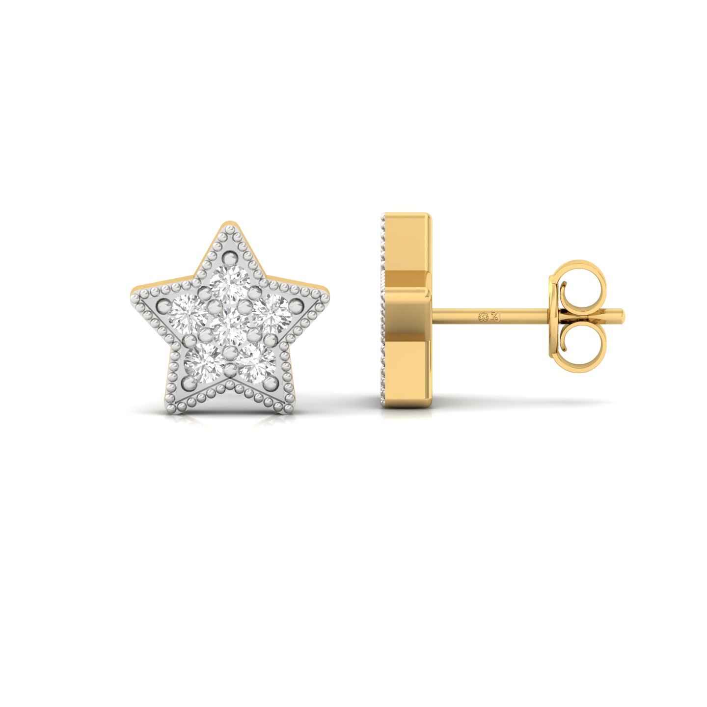 Star Shaped Diamond Stud Earrings (1 Pair) | Celestial Lab Grown CVD Diamond Earrings | 925 Silver | 10K | 14K | 18K - Gold Main View