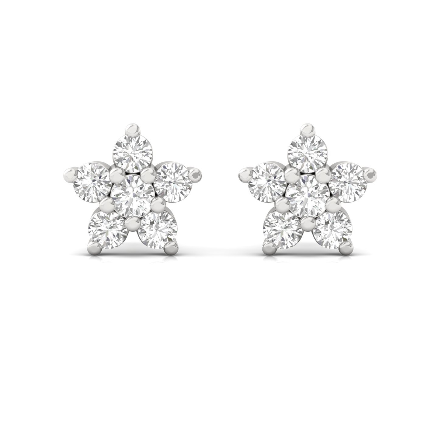 Floral Cluster Diamond Stud Earrings (1 Pair) | Lab Grown CVD Diamond Flower Earrings | 925 Silver | 10K | 14K | 18K - View 2