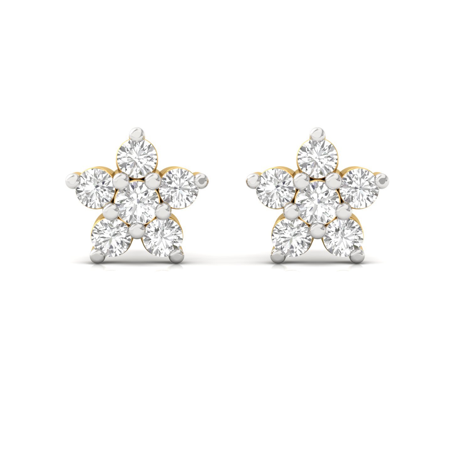 Floral Cluster Diamond Stud Earrings (1 Pair) | Lab Grown CVD Diamond Flower Earrings | 925 Silver | 10K | 14K | 18K - View 2