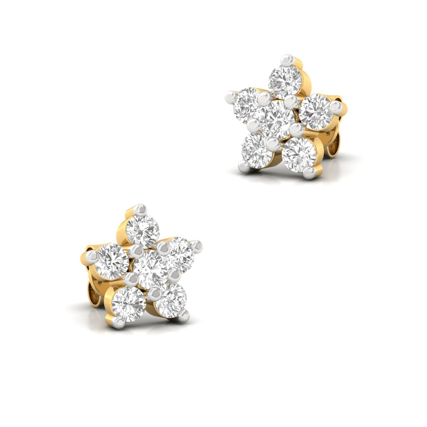 Floral Cluster Diamond Stud Earrings (1 Pair) | Lab Grown CVD Diamond Flower Earrings | 925 Silver | 10K | 14K | 18K - View 3