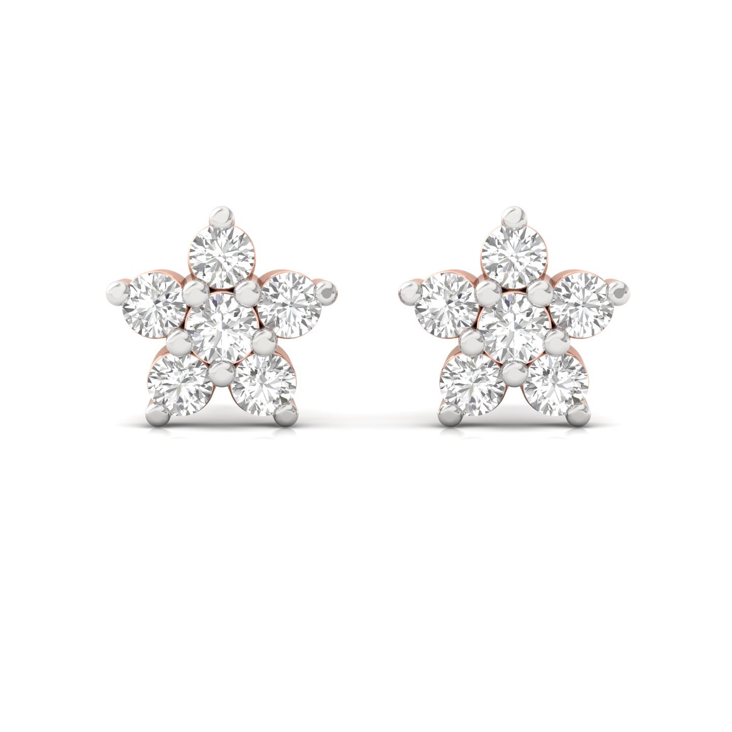 Floral Cluster Diamond Stud Earrings (1 Pair) | Lab Grown CVD Diamond Flower Earrings | 925 Silver | 10K | 14K | 18K - View 2