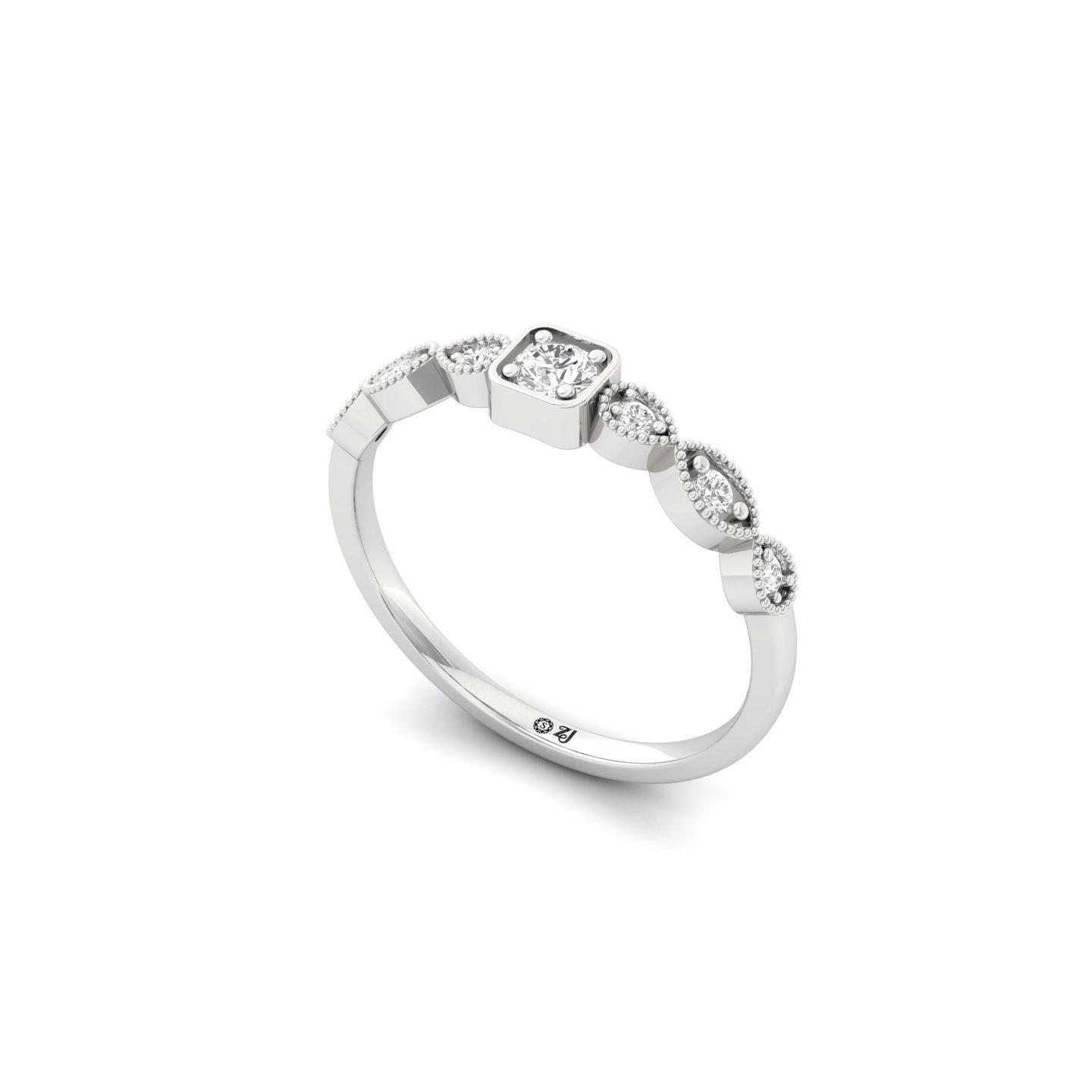 Vintage-Inspired Diamond Band | Lab Grown CVD Diamond Promise Ring | 925 Silver | 10K | 14K | 18K - View 2