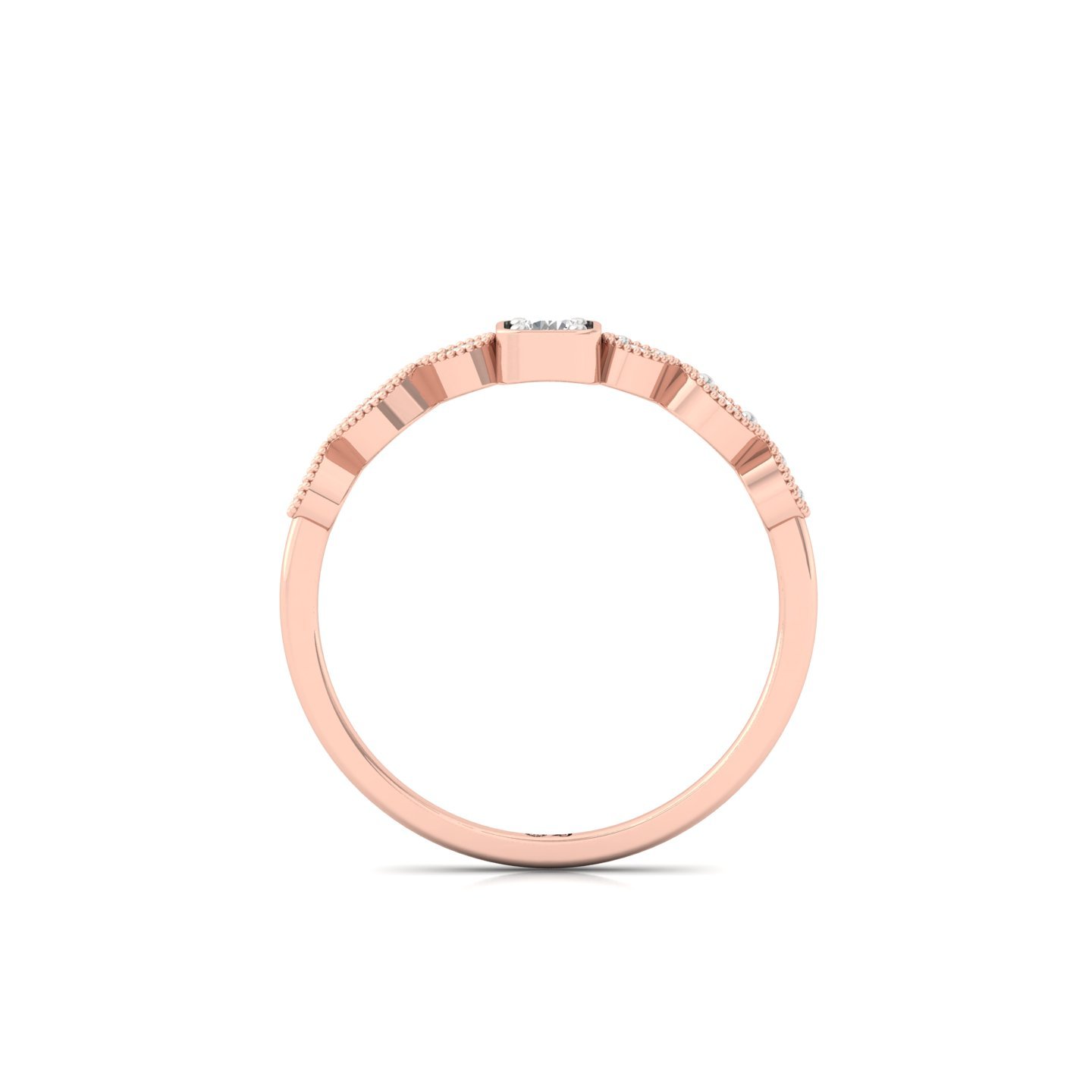 Vintage-Inspired Diamond Band | Lab Grown CVD Diamond Promise Ring | 925 Silver | 10K | 14K | 18K - View 3