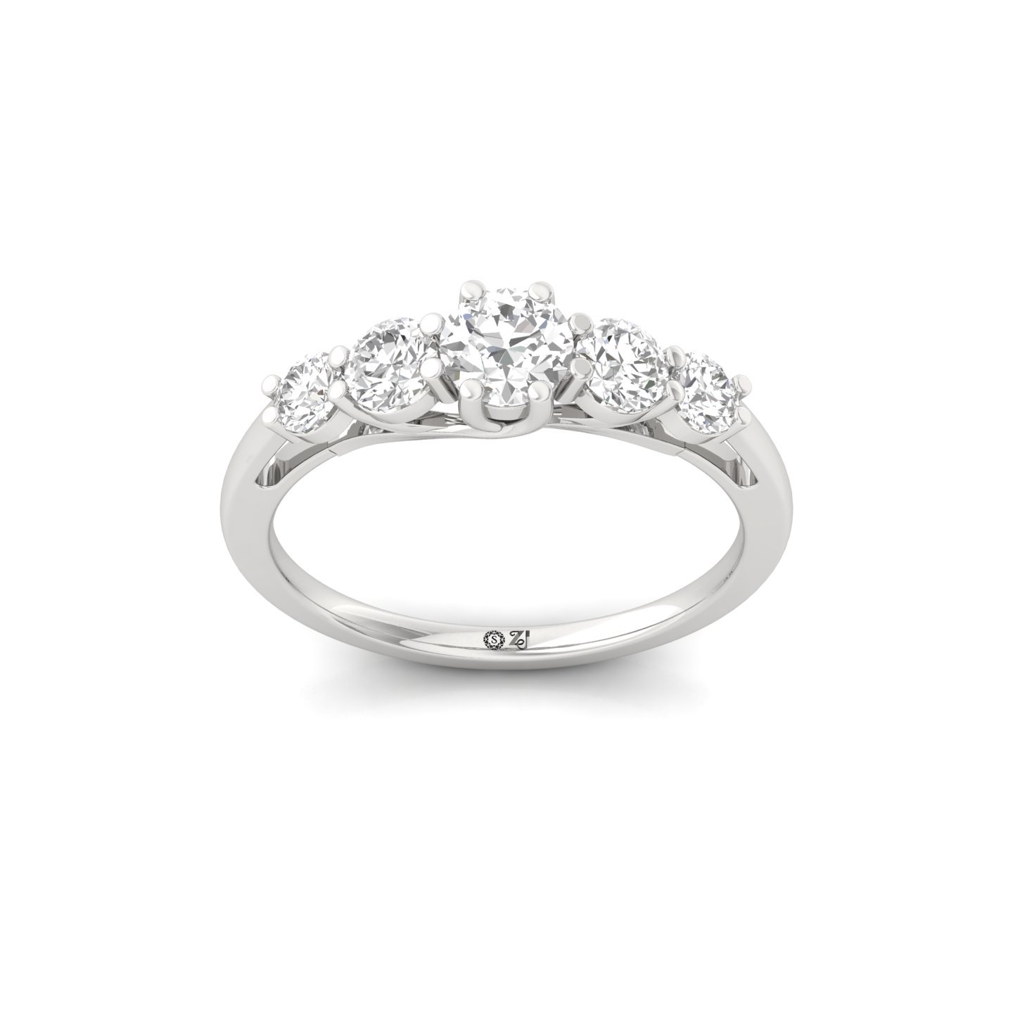 Five Stone Diamond Engagement Ring | Lab Grown CVD Diamond Band | 925 Silver | 10K | 14K | 18K - Main View